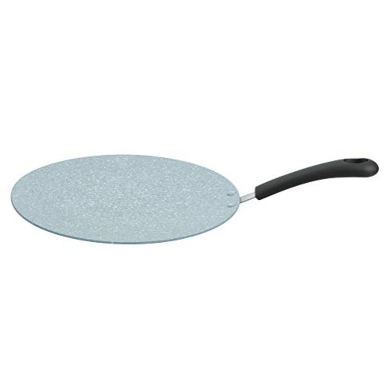 Speckled Granite 34 CM Concave Tawa 3mm Thick Aluminium Base Scratch Resistant Coating Non Slip Bakelite Handles-Grey - Image 1