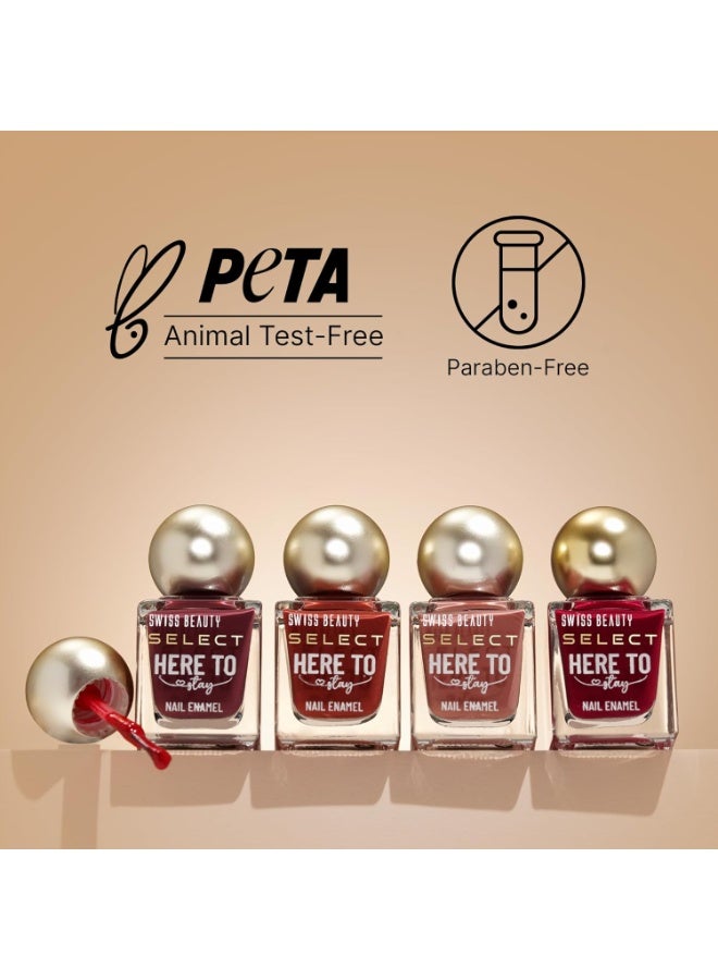 Swiss Beauty Select Here to Stay Nail Enamel with High gloss finish | Waterproof & Long-Lasting | Non - stain chip resistant | Shade- Spicy Cherry, 12ml | - Image 4