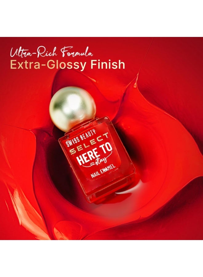 Swiss Beauty Select Here to Stay Nail Enamel with High gloss finish | Waterproof & Long-Lasting | Non - stain chip resistant | Shade- Spicy Cherry, 12ml | - Image 5
