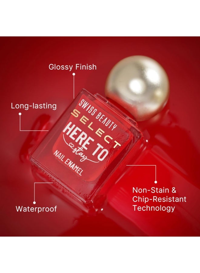 Swiss Beauty Select Here to Stay Nail Enamel with High gloss finish | Waterproof & Long-Lasting | Non - stain chip resistant | Shade- Spicy Cherry, 12ml | - Image 2