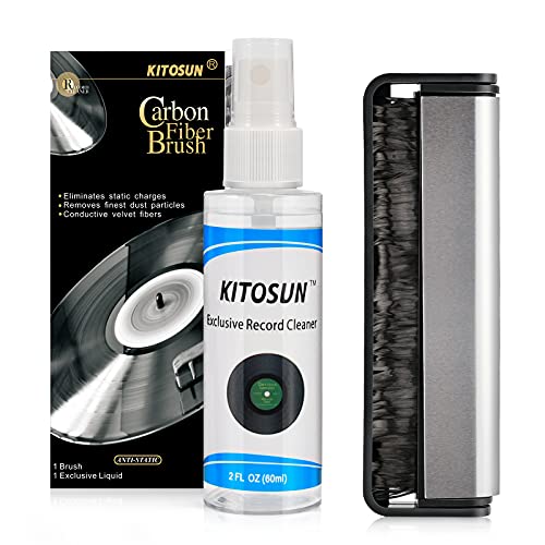 KITOSUN Record Cleaning Kit Kitosun Record Cleaner Fluid 30ml and Anti-Static Carbon Fiber Record Brush Set Perfect Solution to Keep Great Sounding for LP Vinyl Records - Image 1