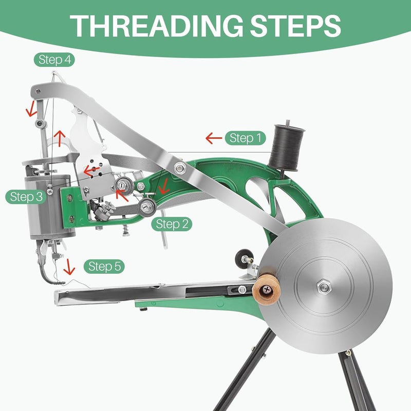 FAHKNS Leather Sewing Machine, Shoe Repair Machine Cobbler Sewing Machine with Dual Cotton Nylon Line Canvas Leather Stitching Machine for Shoes Tents - Image 2