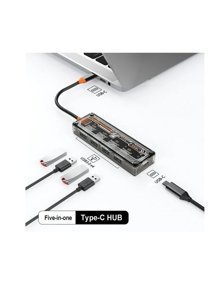 General - Type C Hub Docking Station Usb HUB Multi-function Hub Computer Mobile Phone Tablet USB3.0 High-speed 5Gbps Docking Station 4xUSB3.0+Type-C - Image 1