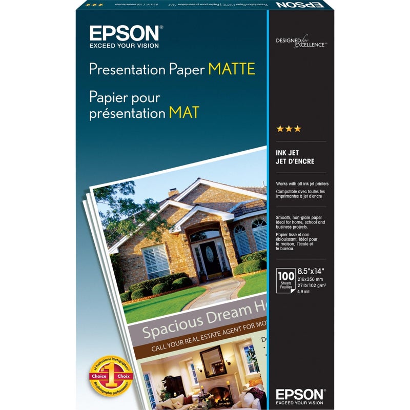 Epson Presentation Paper MATTE (8.5x14 Inches, 100 Sheets) (S041067),Bright White - Image 2
