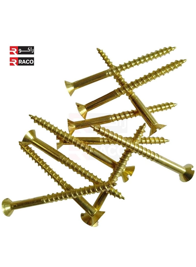 RACO Outlet Bright Polished Brass Wood Screws Chipboard Brass Wood Screws, Phillips Drive, Gold Passivated, 8 Different Specifications Sizes Pack of 10 - Image 2