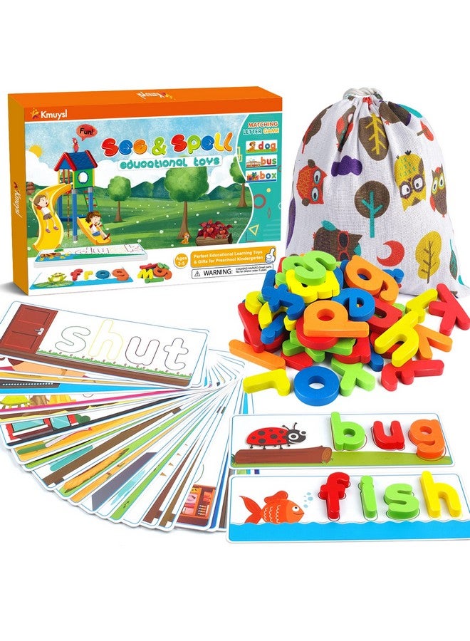KMUYSL See & Spell Learning Educational Toys And Gift For 2 3 4 5 6 Years Old Boys And Girls - 80Pcs Of Cvc Word Builders, Alphabet Colors Recognition Game, Preschool Learning Activities Toys - Image 1