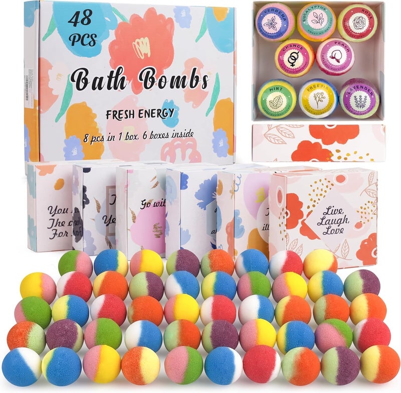 48 Natural Organic Bath Bombs for Women and Kids Rich in Essential Oils Relaxation and Stress Relief BathBombs Gift Set for Mothers Day Easter Birthday
