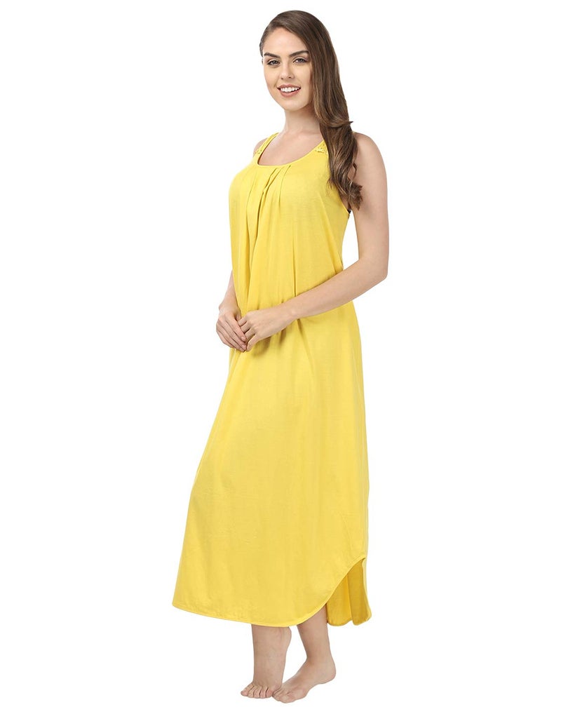 BLAZON Women Cotton Midi Nighty Slip (Yellow_ XL ) - Image 2