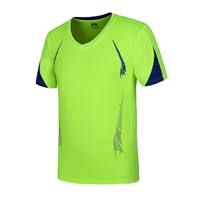 2017 Spring and Summer New Mens Quick-drying Clothes Short-sleeved T-shirt Mens Outdoor Sports Crewneck Running Clothes plus size A58 fluorescent green