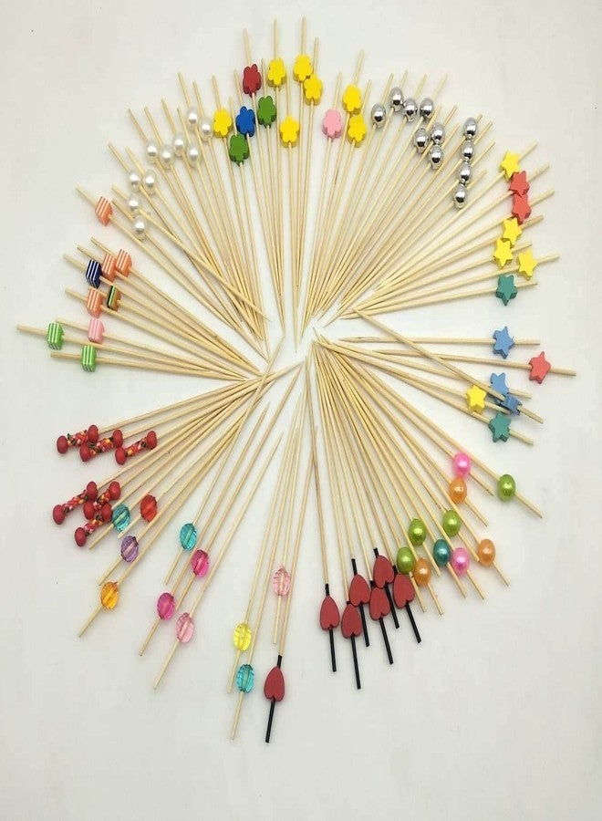 Adaamya® - 100 Pcs - Cocktail Picks Cocktail Sticks, Toothpicks Fruit Garnish Sticks, Bamboo Toothpicks Party Supplies (Mix Colors) (100) - Image 1