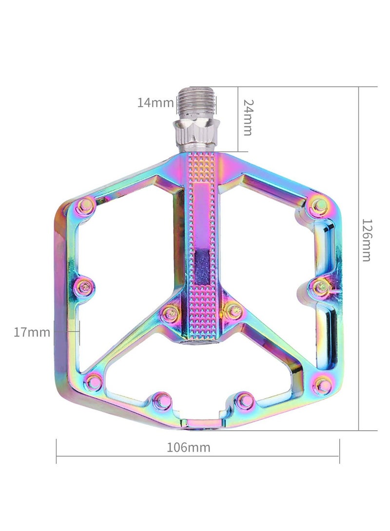 KASTWAVE Bike Pedals, Aluminum Alloy Bicycle Pedals, Mountain Bike Pedal with Removable Anti-Skid Nails for Road/MTB Bike, Gifts for Cycling Enthusiasts (Colorful) - Image 2