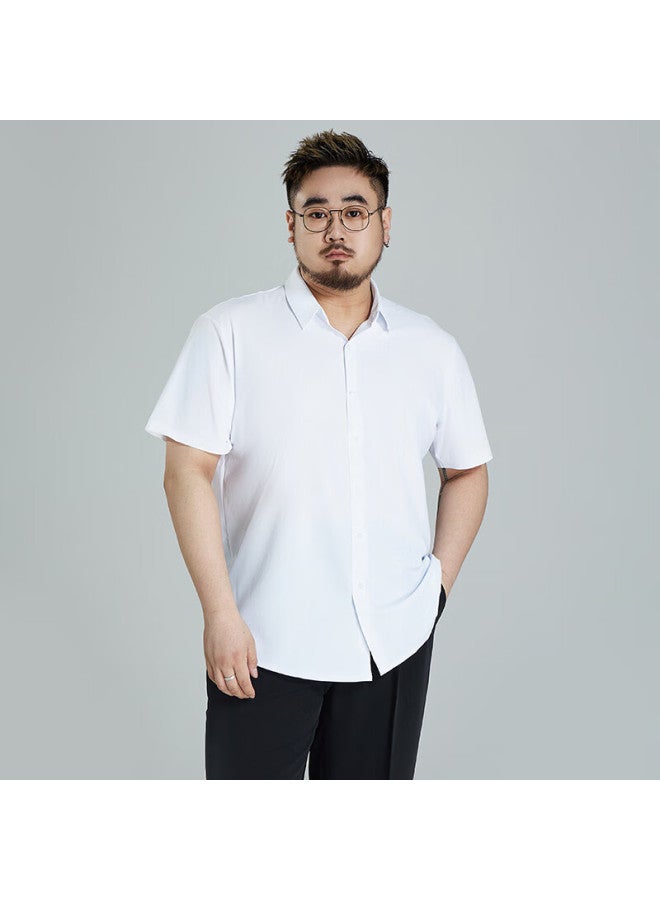 Ayoupang Ayoo Fat Summer Plus Size Elastic Pullover Shirt, Ice Silk Elastic Loose Business Casual Short-sleeve Shirt For Men - Image 3