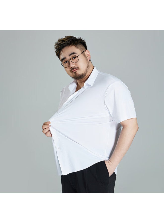 Ayoupang Ayoo Fat Summer Plus Size Elastic Pullover Shirt, Ice Silk Elastic Loose Business Casual Short-sleeve Shirt For Men - Image 1