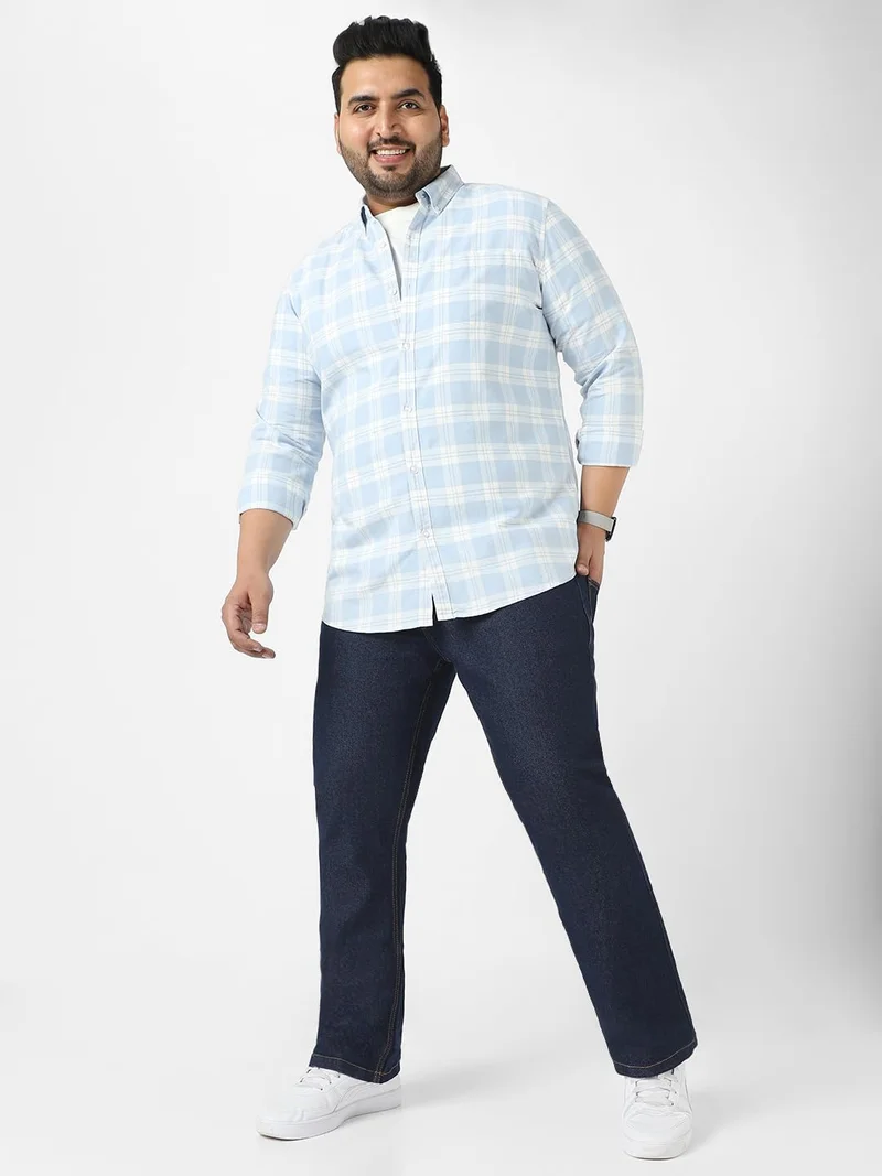 Urbano Fashion  Urbano Plus Men's Dark Blue Regular Fit Washed Denim Bootcut Jeans Stretchable  | Best Price UAE