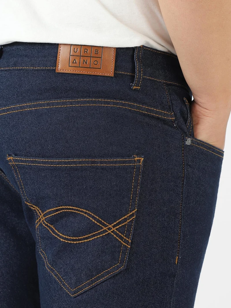 Urbano Fashion  Urbano Plus Men's Dark Blue Regular Fit Washed Denim Bootcut Jeans Stretchable  | Best Price UAE