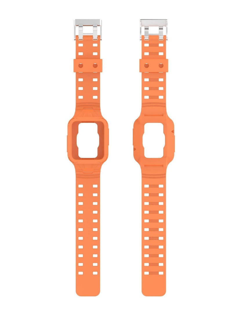 سوار معصم بديل متوافق مع Xiaomi Redmi Watch 2 Lite/Mi Watch Lite/Poco Watch/Redmi Watch 2/Horloge 2، حزام معصم من السيليكون الناعم قابل للتعديل مع غطاء (برتقالي) - Image 2