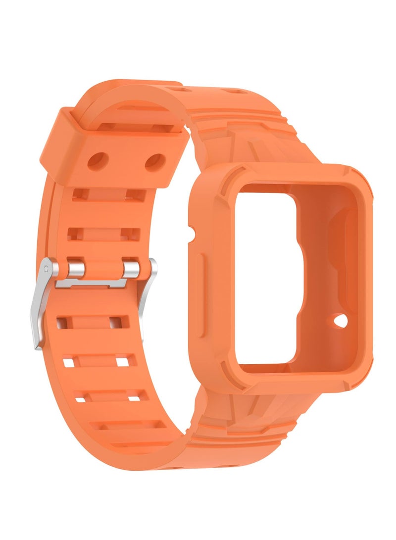 سوار معصم بديل متوافق مع Xiaomi Redmi Watch 2 Lite/Mi Watch Lite/Poco Watch/Redmi Watch 2/Horloge 2، حزام معصم من السيليكون الناعم قابل للتعديل مع غطاء (برتقالي) - Image 5