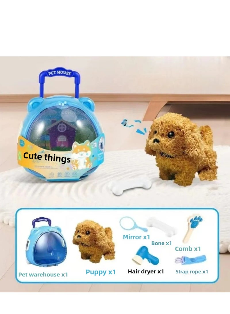 FLYHSO Cute pet dog with dog cage, walking call, electronic toys, interactive birthday gift for children, baby, Teddy - Image 1