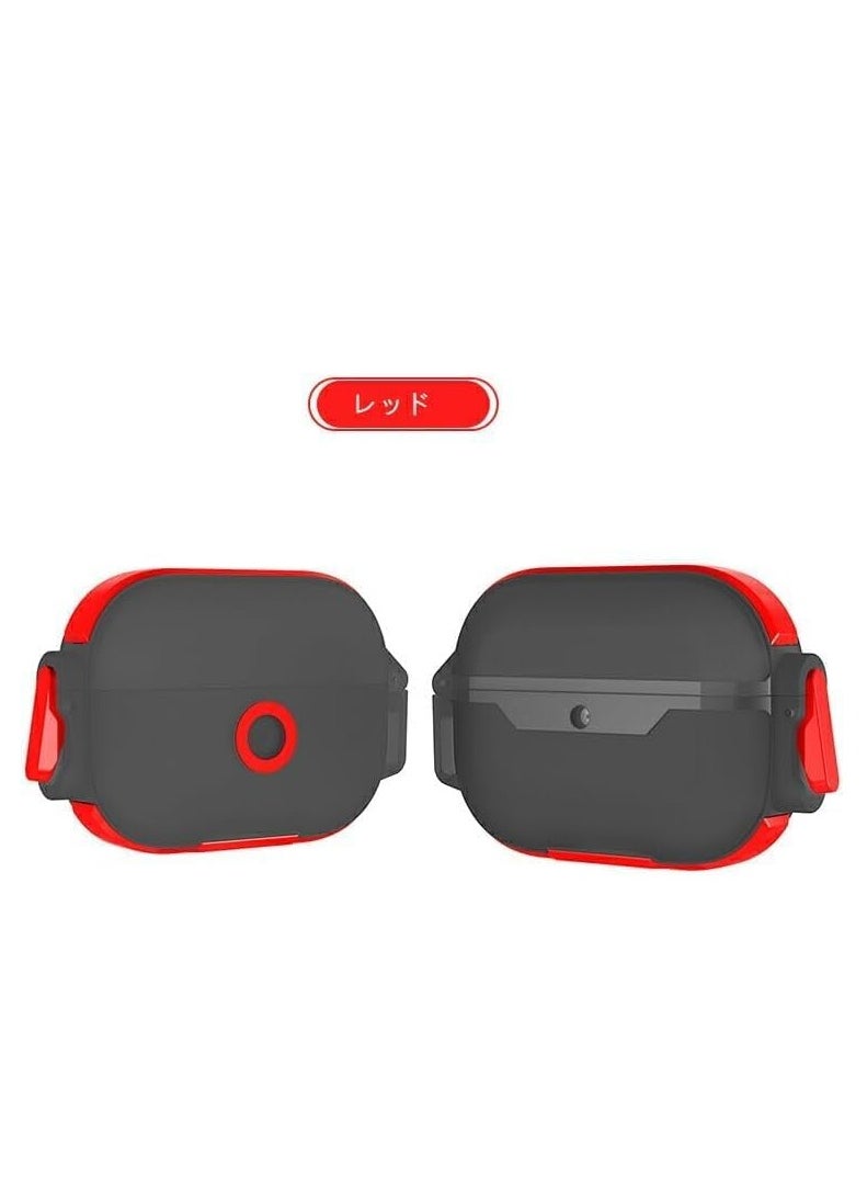 Generic - for AirPods 4 Case - Acrylic TPU Protective Cover with Lock Design and Rotating Stand - Shock and Scratch Resistant for AirPods 4th Gen (2024) ( black/Red) - Image 1