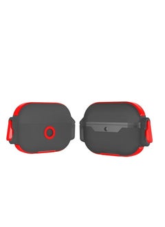 for AirPods 4 Case - Acrylic TPU Protective Cover with Lock Design and Rotating Stand - Shock and Scratch Resistant for AirPods 4th Gen (2024) ( black/Red)