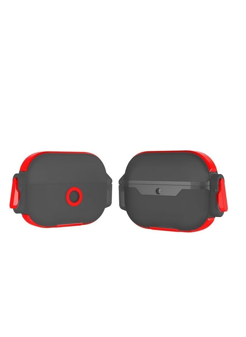 Generic - for AirPods 4 Case - Acrylic TPU Protective Cover with Lock Design and Rotating Stand - Shock and Scratch Resistant for AirPods 4th Gen (2024) ( black/Red) - Image 1