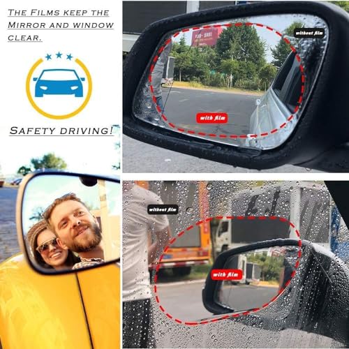 SARTE Car Anti Fog Film Car Rearview Mirror Films Anti-Rain Fog Waterproof Anti-Glare, Anti-Scratch PET Material Film And Blind Spot Mirror For Car (2 PCs Oval + 2 PCs Square + 2Pc Mirror) Combo Pack - Image 5