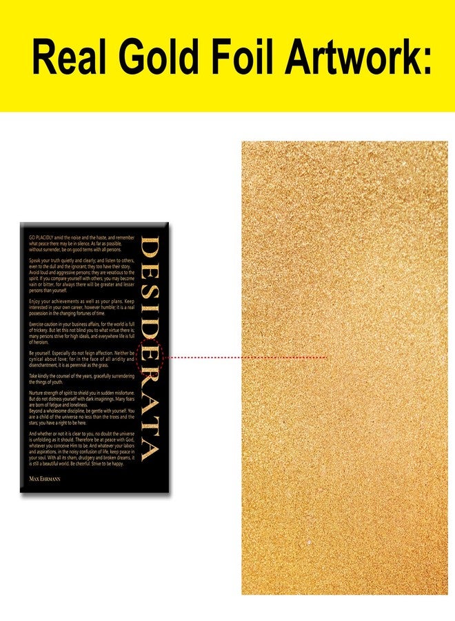 JerLoe Gold Foil Canvas Wall Art Motivational Desiderata Poem Print Framed Painting Home Decor Gifts 12x15 Inch - Image 3