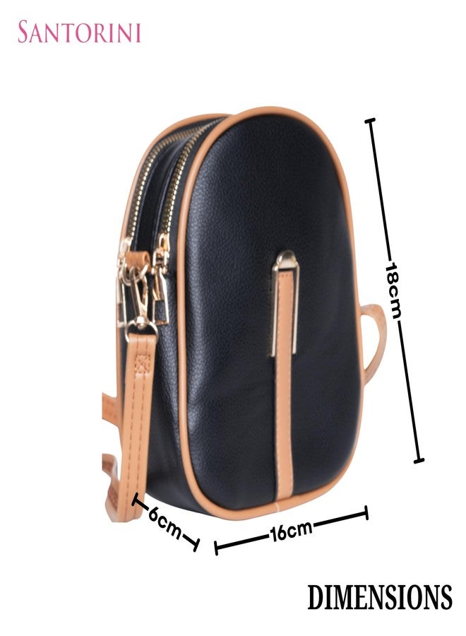 SANTORINI women Mini sling Bag | Small cross body Sling Bag for Daily Use, Travel, Dinner etc. (Black) - Image 4