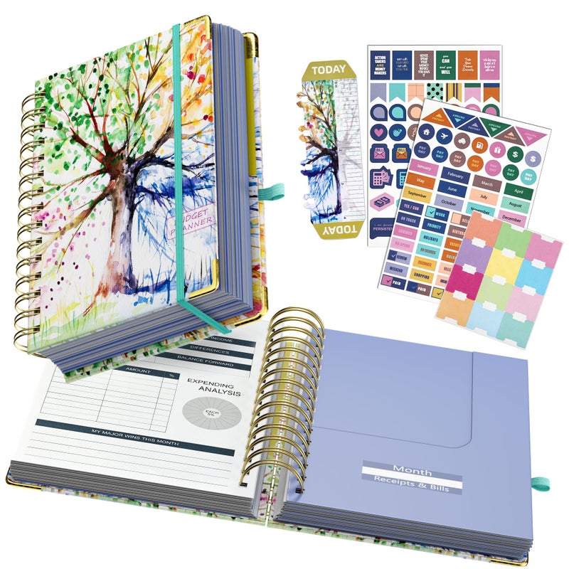 Ospelelf Budget Planner - Budget Book with Bill Organizer and Expense Tracker, 12 Month undated Budget Planner/Account Book to Take Control of Your Money, Start Anytime(Tree Seasons) - Image 1