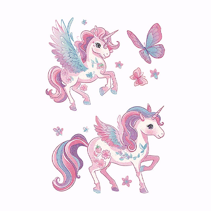 Generic Dreamy Butterfly Unicorn Glitter Powder Color Tattoo Sticker Womens Advanced Sense Beautiful Fresh Pattern Arm Waterproof Sticker CK-067 