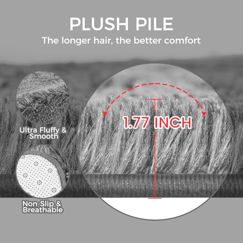 Fairblink 5X8 Ultra Soft Rug for Living Room, 5X8 Fluffy Shag Area Rug for Bedroom, Modern Shaggy Carpets Fuzzy Rug for Teens Dorm Nursery Home Decor Aesthetic, Upgrade Anti-Skid Durable, Grey - Image 5