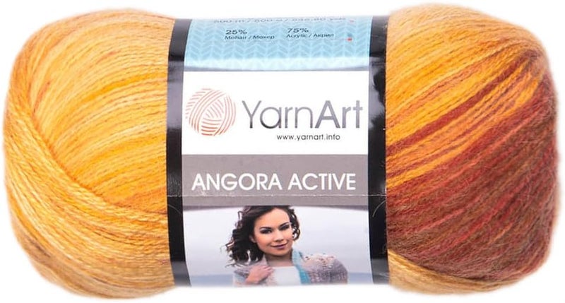 YarnArt 1 Skein YarnArt Angora Active Knitting Yarn 25 Mohair 75 Acrylic 100 g 35 oz 500 m 546 yd Yarn Weight 0 Lace Variegated  844 - Image 1