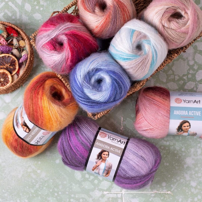 YarnArt 1 Skein YarnArt Angora Active Knitting Yarn 25 Mohair 75 Acrylic 100 g 35 oz 500 m 546 yd Yarn Weight 0 Lace Variegated  844 - Image 4