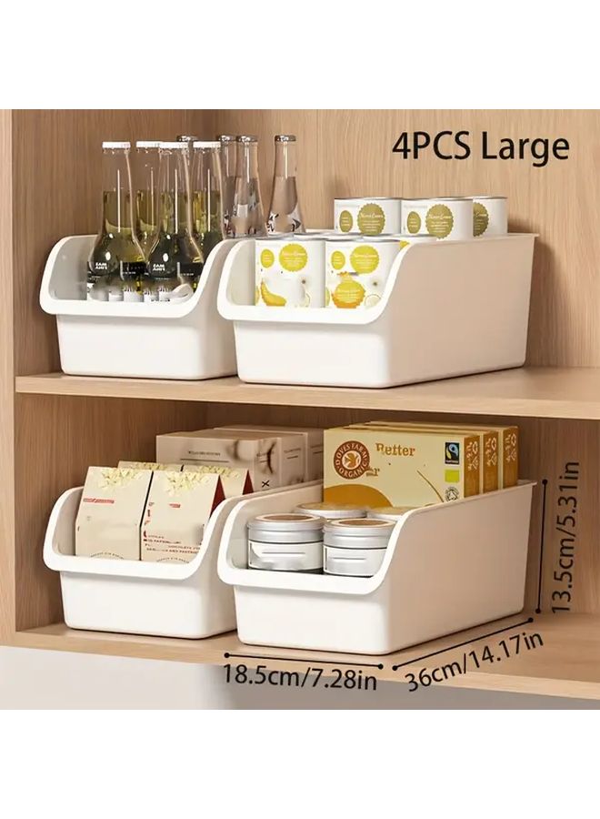 4PCS Large Plastic Storage Bins Multi Purpose Kitchen Refrigerator Drawers Organizers - Image 1