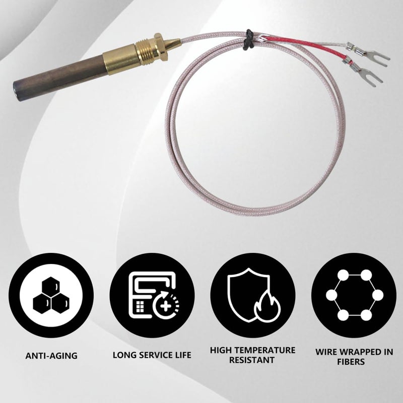 Thermopile Repl. 60125501 7533113, Universal 750℃ 24" Millivolt Thermopile for Gas Fireplace/Water Heater/Fryer Thermocouple,Q327,Q377,Q379,Q382,E31-12 Pilot Burners - Image 3