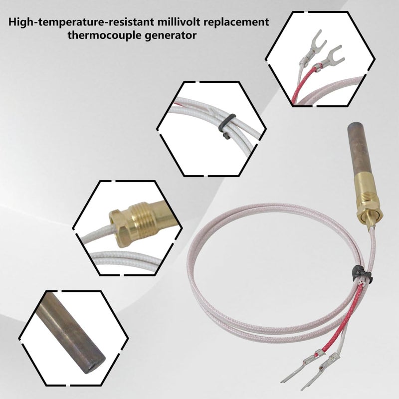 Thermopile Repl. 60125501 7533113, Universal 750℃ 24" Millivolt Thermopile for Gas Fireplace/Water Heater/Fryer Thermocouple,Q327,Q377,Q379,Q382,E31-12 Pilot Burners - Image 5