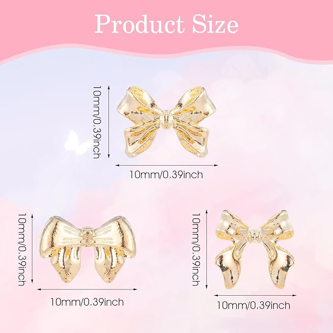 WY LIGHTING LEVEL 100 Pcs Aurora Bow Charm Colorful Bowknot Accessories Resin Cute Rhinestone Glitter 3D Mix Styles Decoration Kits for Nail Art Craft and Decoration - Image 2