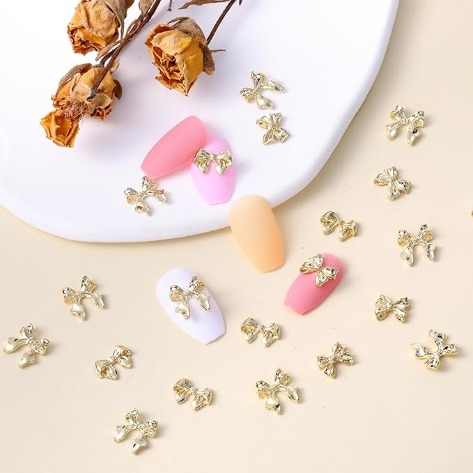 WY LIGHTING LEVEL 100 Pcs Aurora Bow Charm Colorful Bowknot Accessories Resin Cute Rhinestone Glitter 3D Mix Styles Decoration Kits for Nail Art Craft and Decoration - Image 5