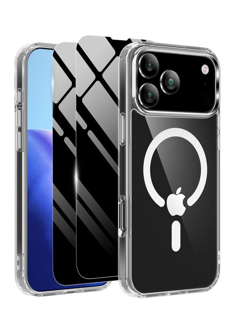 DUSALA iPhone 17 Pro Max Clear Case Compatible with MagSafe Cover For iPhone 17 Pro Max with 2-Pack 9D Privacy Tempered Glass Anti-Spy Glass for iPhone 17 Pro Max 6.9-inch - Image 1