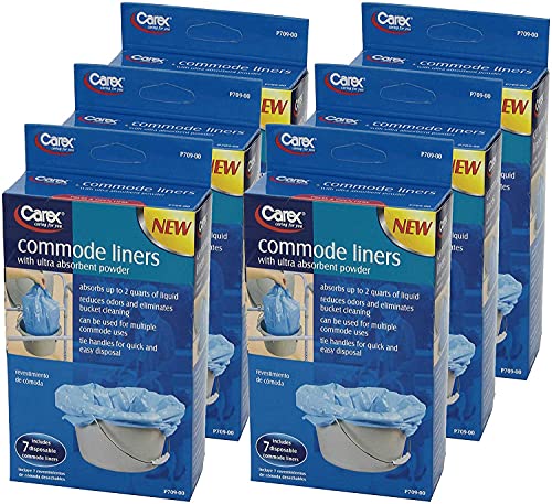 Carex Commode Liners 42 Liners Fits Most Commodes With Absorbent Powder Holds 2 Quarts Liquid Disposable and Hygienic 7 Toilet Linersbox Pack of 6 - Image 2