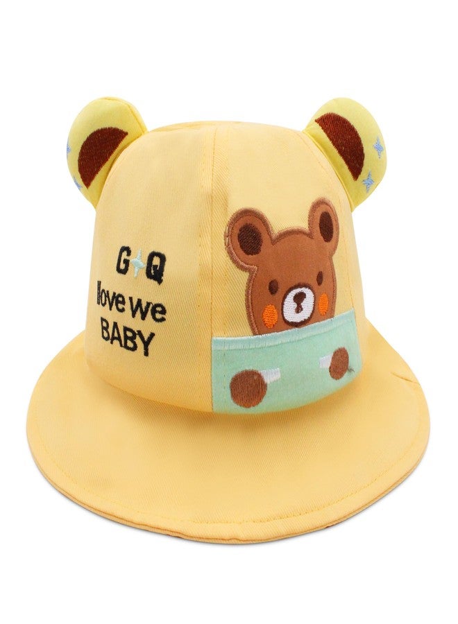 VRITRAZ Breathable Polyester Cloths Kids Hat for Boys and Girls, Summer Sun Protection, 3 to 10 Years (Color-Yellow) - Image 2