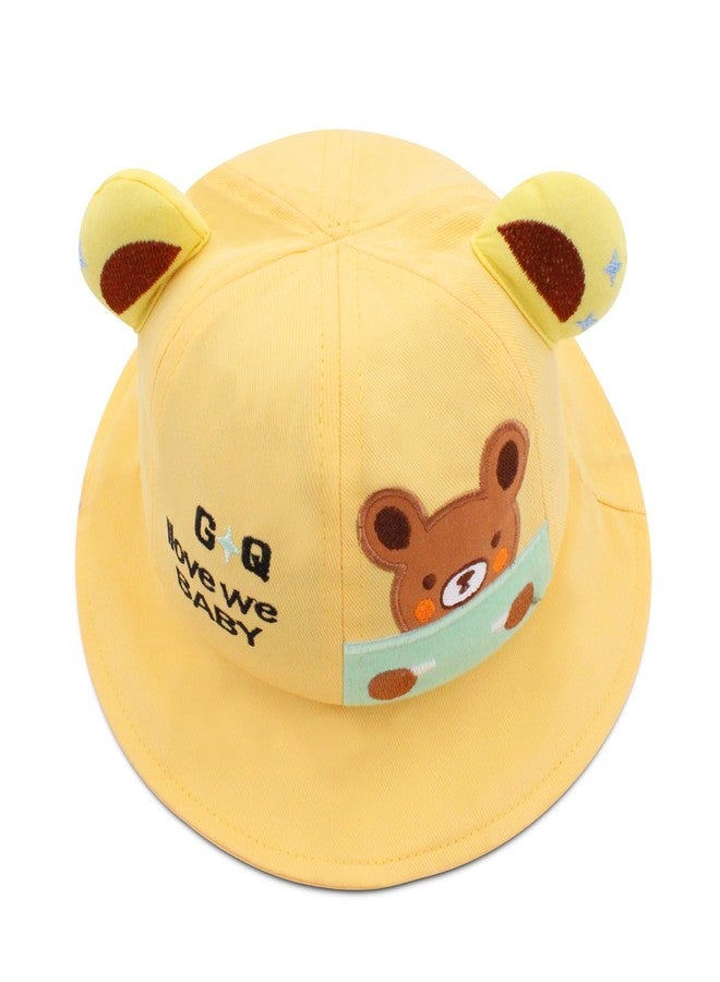 VRITRAZ Breathable Polyester Cloths Kids Hat for Boys and Girls, Summer Sun Protection, 3 to 10 Years (Color-Yellow) - Image 3