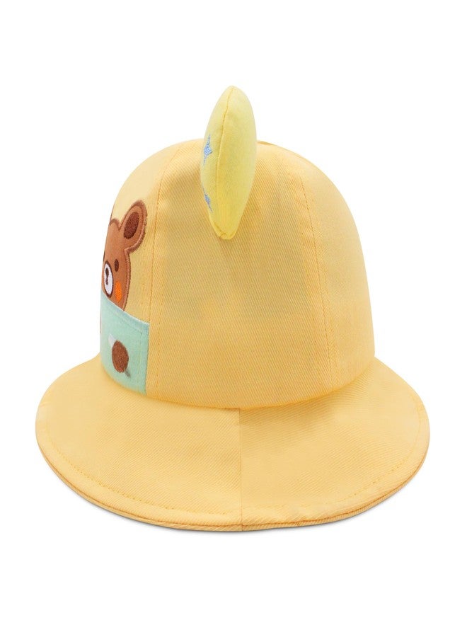 VRITRAZ Breathable Polyester Cloths Kids Hat for Boys and Girls, Summer Sun Protection, 3 to 10 Years (Color-Yellow) - Image 4