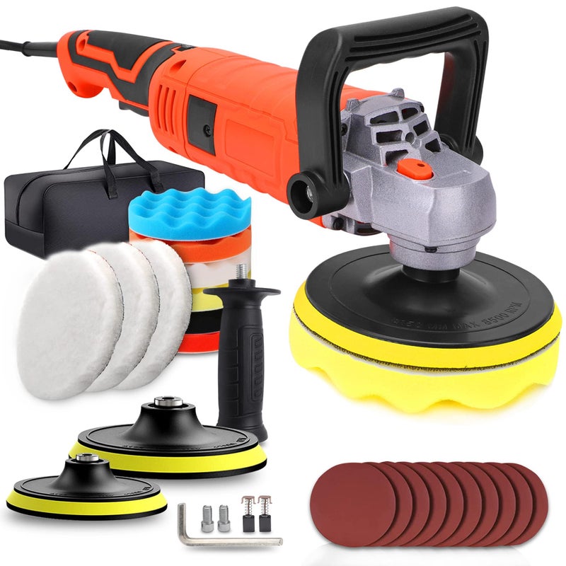 Buffer Polisher Powerful Buffer Waxer 7 Variable Speed 10003500 RPMRotary Polisher with 6 and 7 Backing Plate 1580W Rotary Polisher for Car Polishing Waxing Glaze Sanding