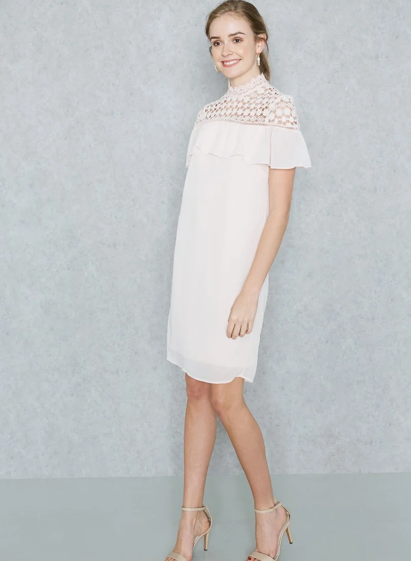 VERO MODA High Neck Crochet Dress