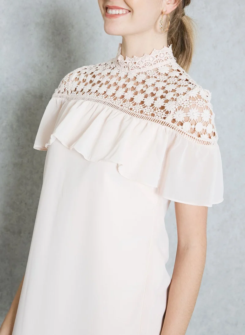 VERO MODA High Neck Crochet Dress