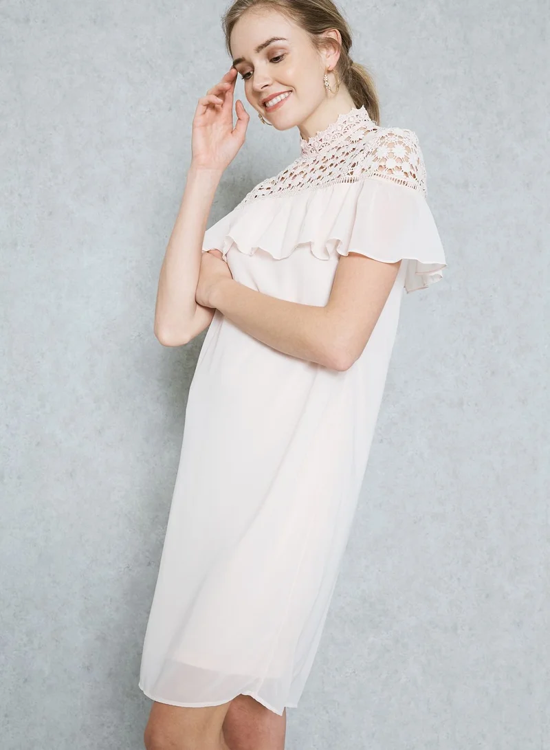 VERO MODA High Neck Crochet Dress