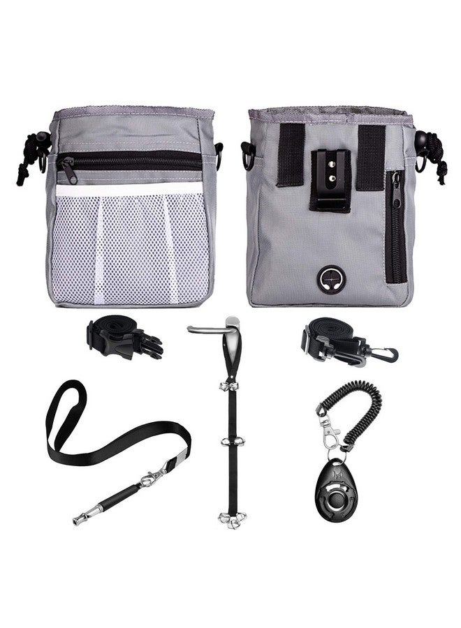 D-buy D-BUY 4-in-1 Dog Training Set, Puppy Training Treats- Dog Treat Training Pouch, Bark Control Whistle, Dog Doorbells, Dog Clicker, Ideal Gift for First Time Pet Owners, Training Dog Owners (Gray) - Image 1