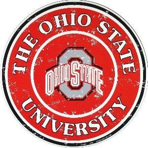 Hangtime Ohio State Buckeyes 12 Inch Embossed Metal Nostalgia Circular Sign - Image 5