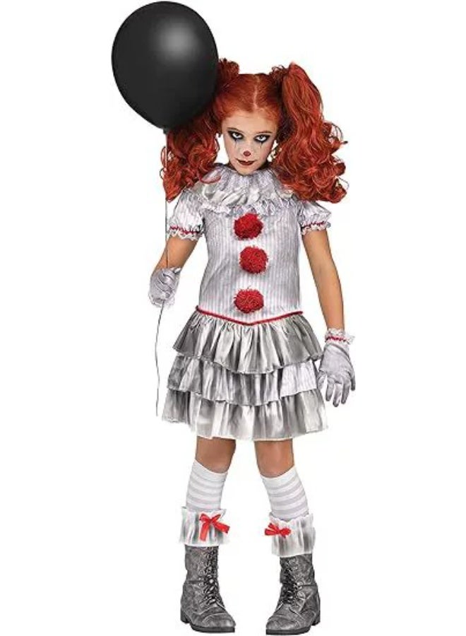 general Girls Pennywise IT Clown Costume, Kidsy Cosplay Outfit,  Themed Dress for Carnival, Party & Dress-Up - Image 1